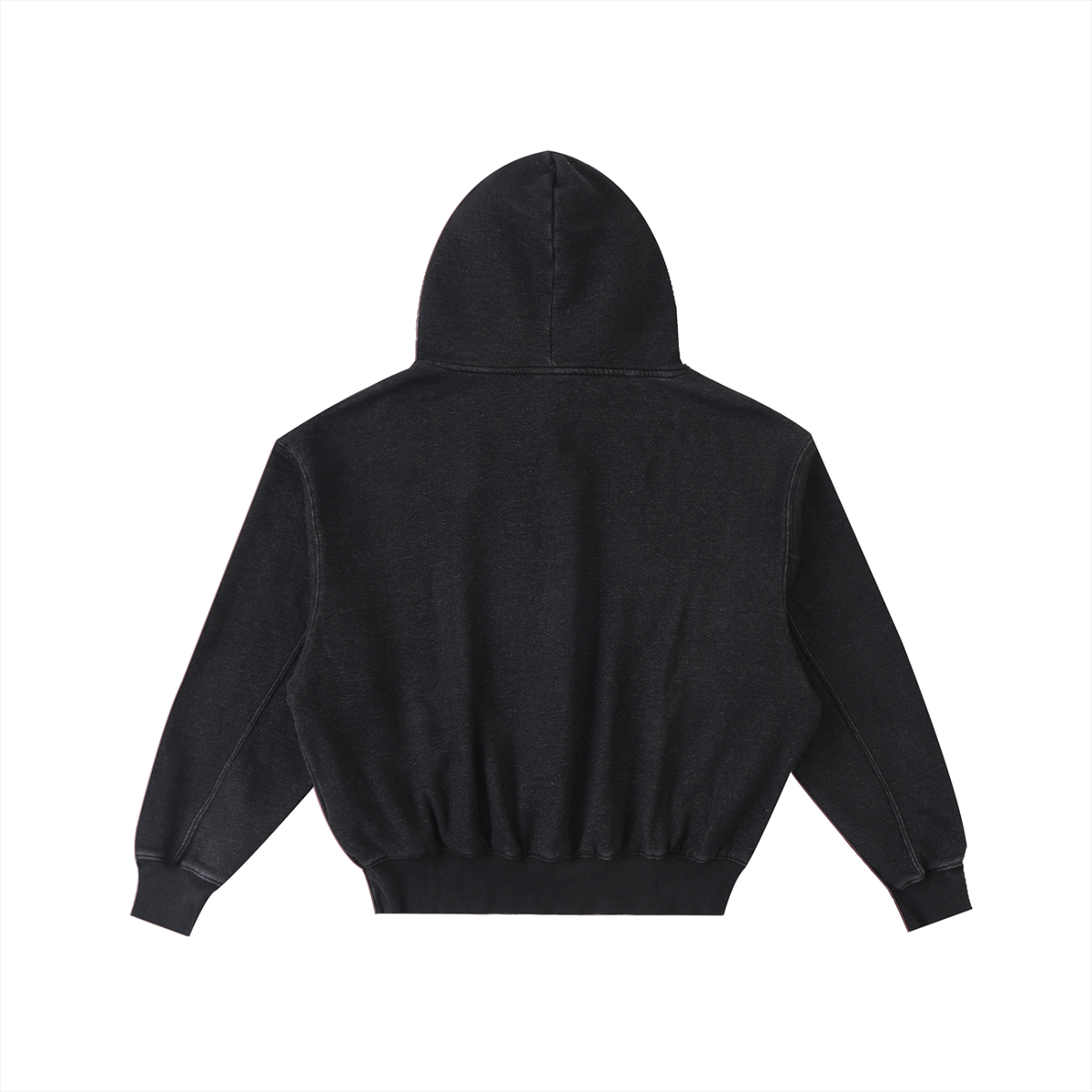 Embroidery Frayed Enzyme Washed Fleece Hoodie