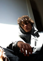 Embroidery Frayed Enzyme Washed Fleece Hoodie