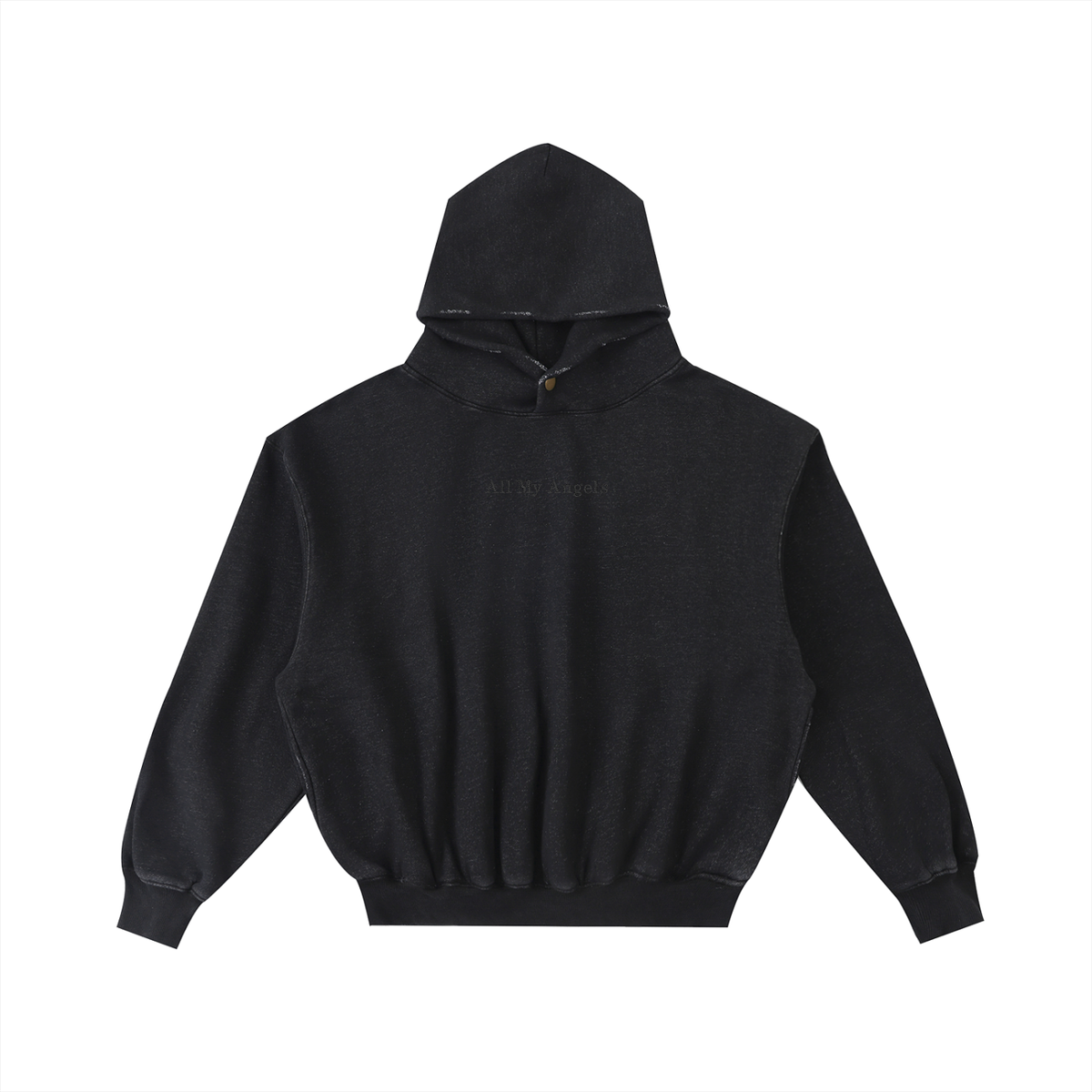 Embroidery Frayed Enzyme Washed Fleece Hoodie